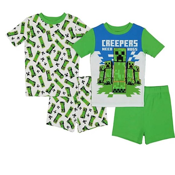 Nintendo Pajamas Nwt 6 8 Boy Girl Minecraft Gaming Creepers Hugs